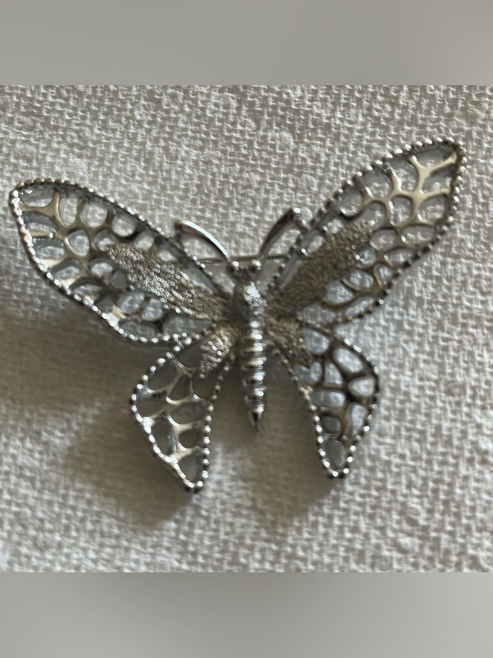 Vintage Silver Filigree Butterfly Brooch